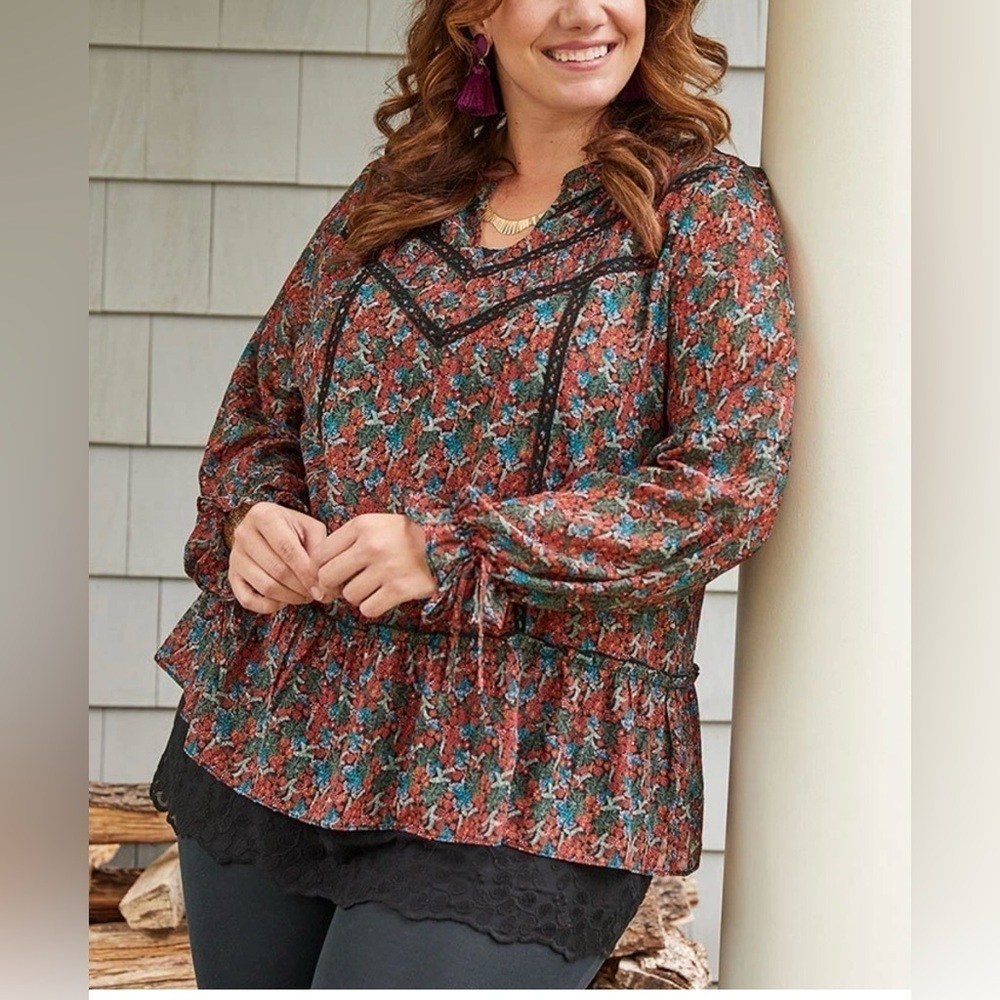 Matilda Jane Choose Your Own Path Carol Top Floral Peasant Size Large